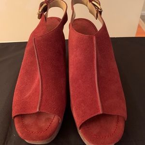 Michael Kors Piper Sling Suede Brick Size 10